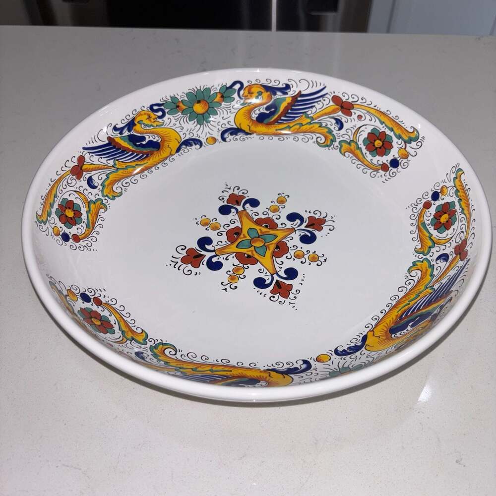 Nova Deruta Italian Ceramic Serving Bowl with Raffaellesco Dragon Pattern